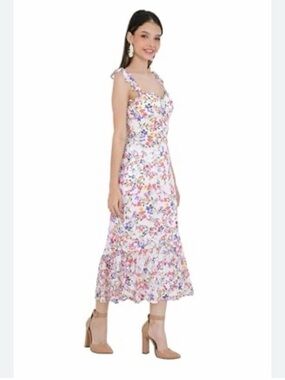 City Studio Cream Floral dress with Pink, Purple & Yellow Blooms